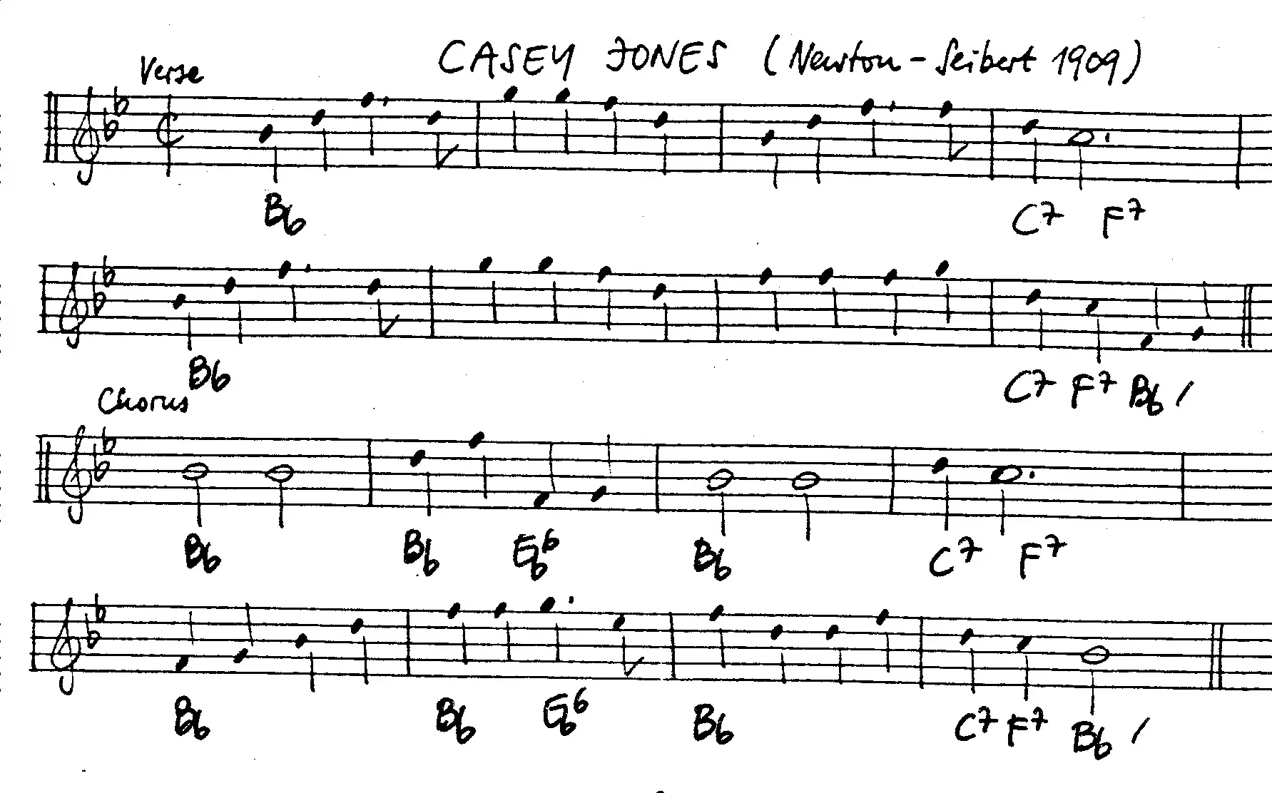 casey jones free jazz leadsheet - Courtesy of the Jungle Jazz Band